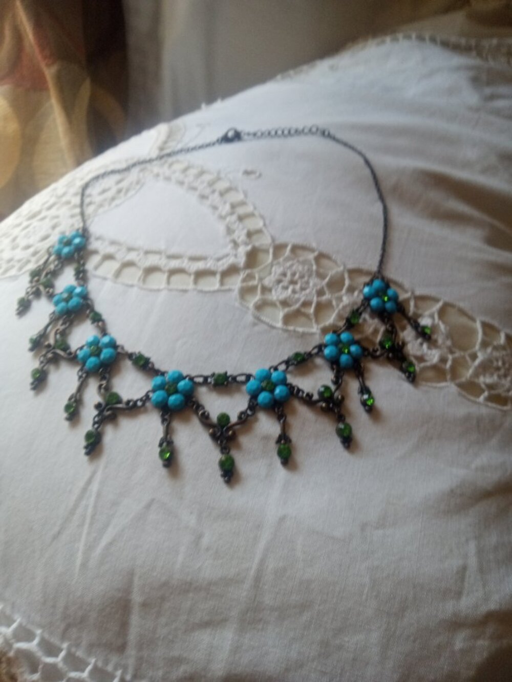 Shabby chic floral choker by Michal Negrin